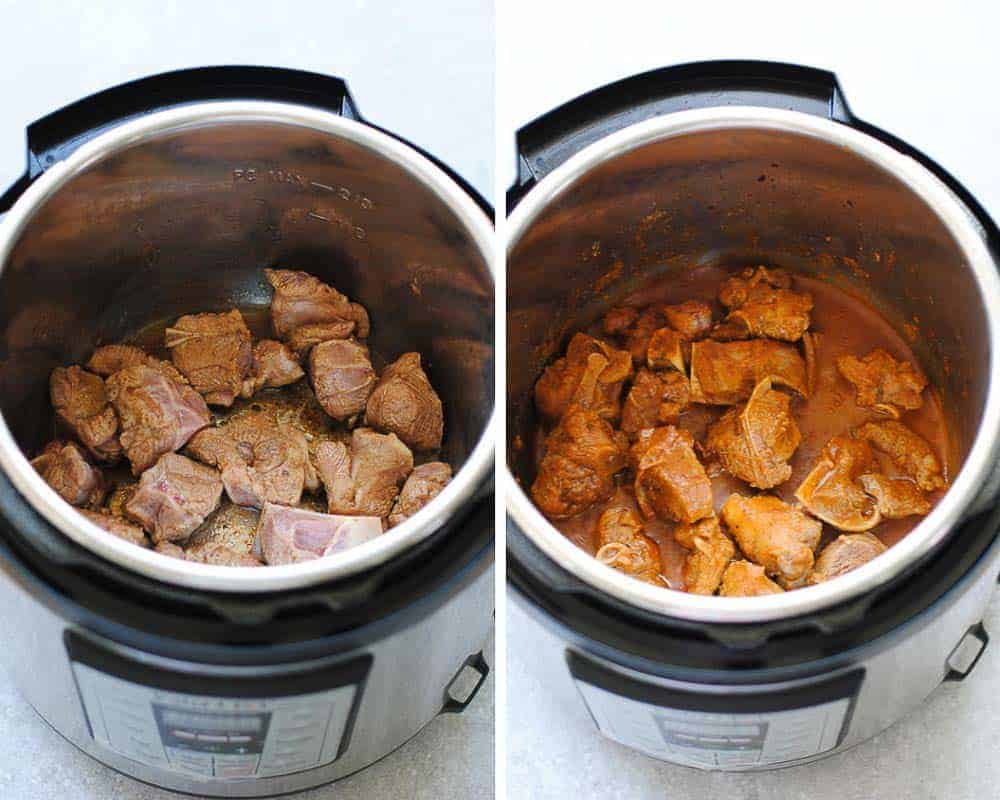 mutton korma cooking in instant pot