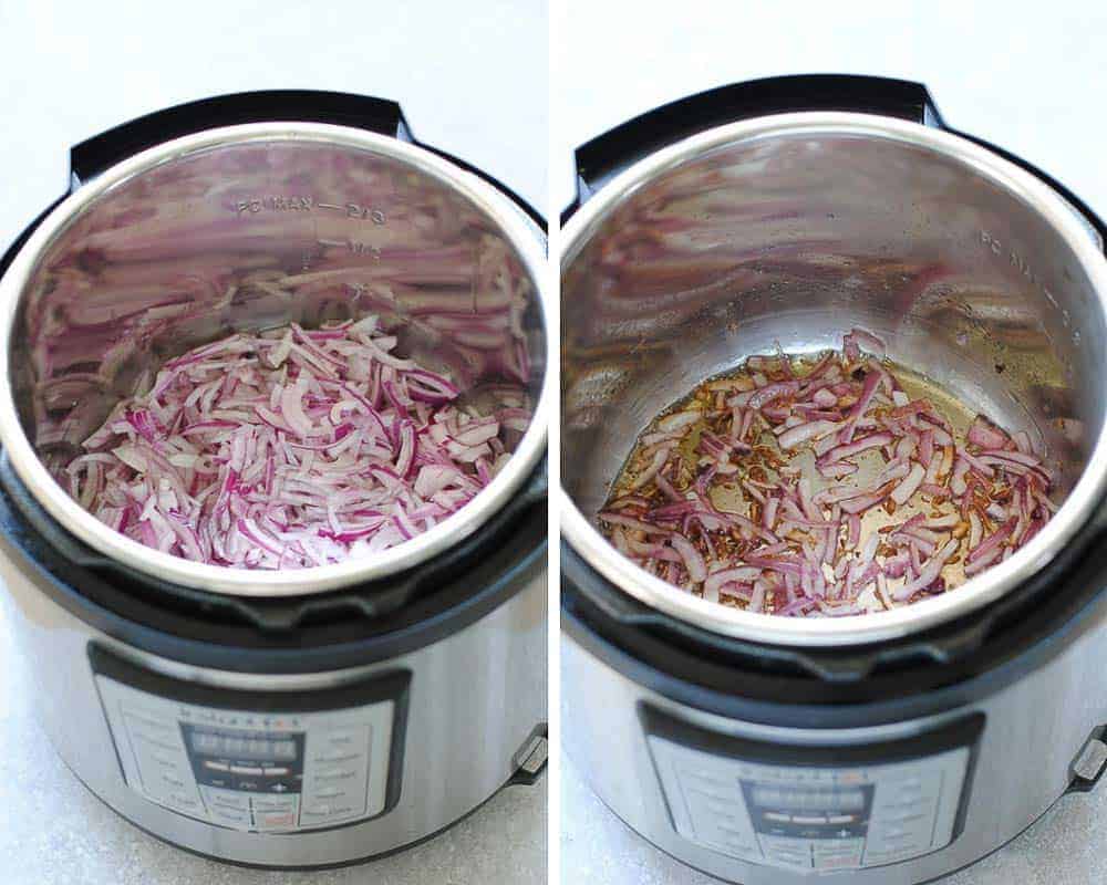 onions frying in instant pot