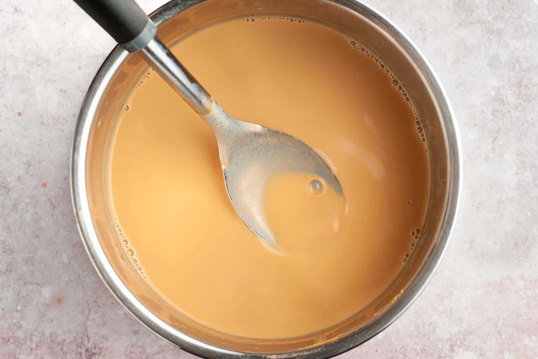 cooked milk and sweet potato mixture in instant pot