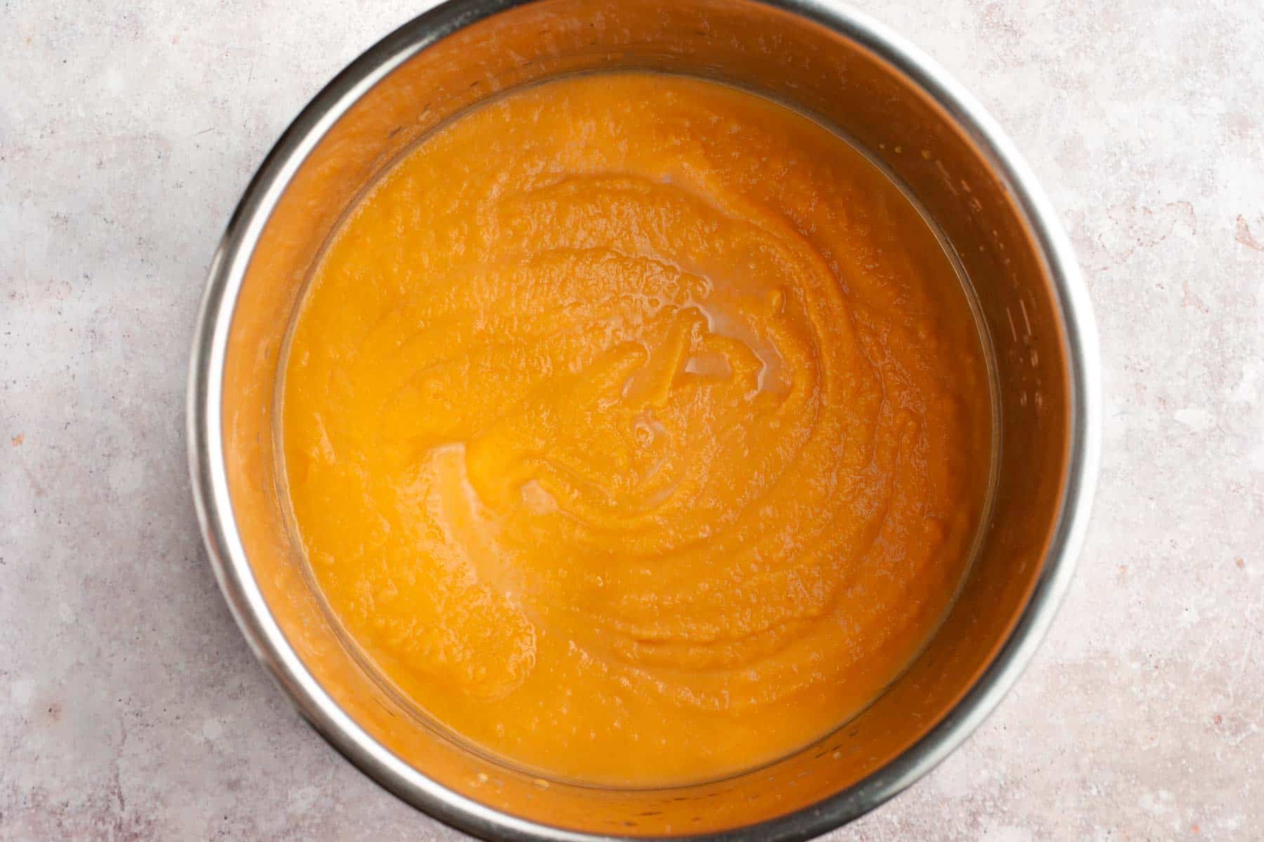pureed sweet potato in the instant pot.