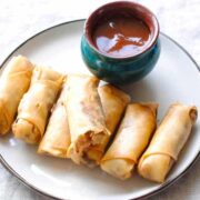 Vegetable Spring Rolls with Sweet and Sour Sauce
