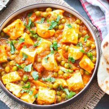Mutter Paneer in a bowl