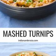 Mashed turnips in a bowl