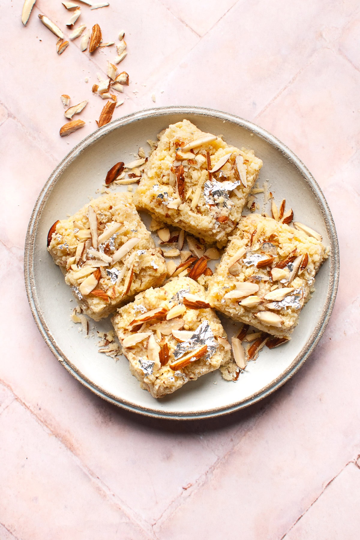 badam burfi on a plate