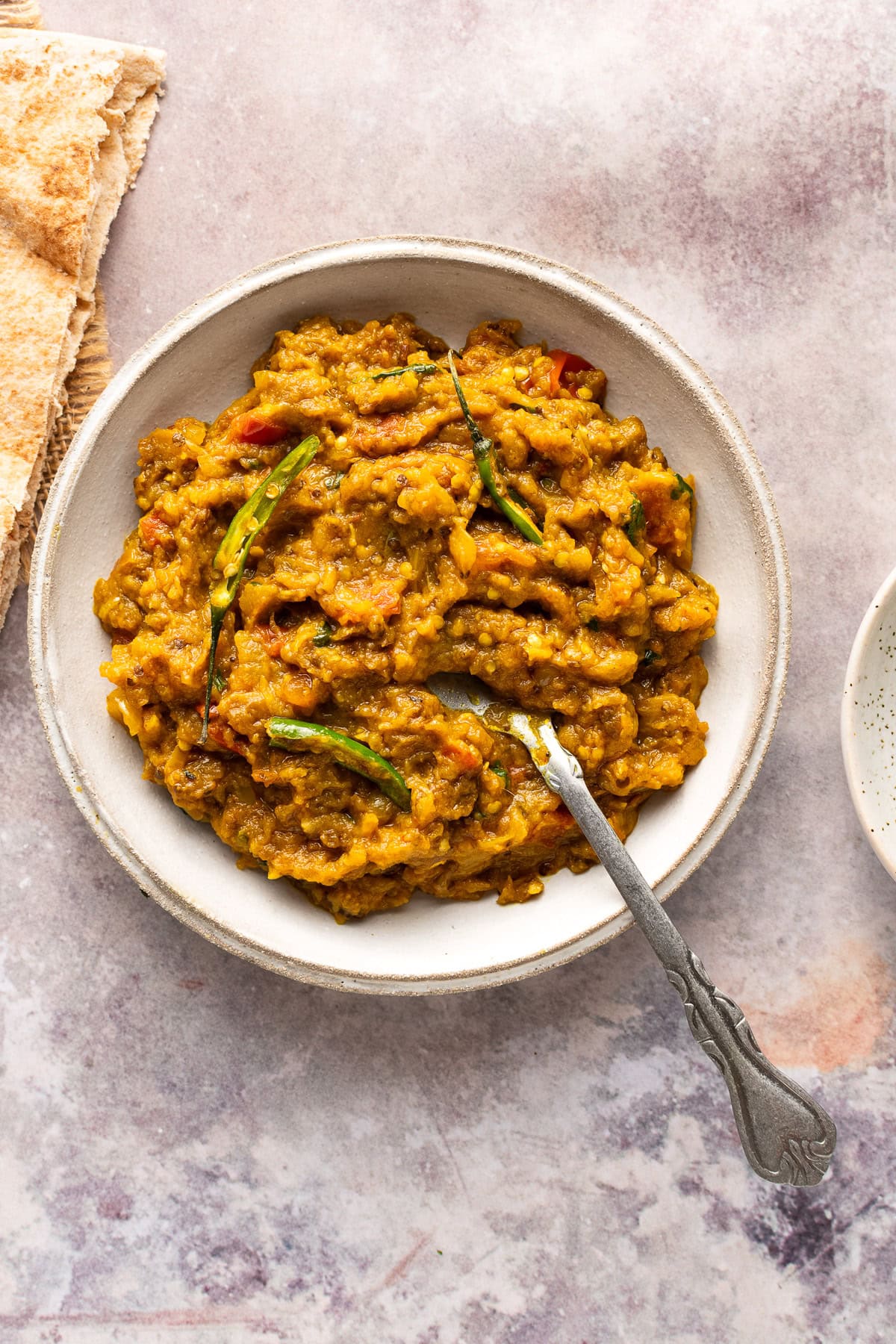 baingan bharta (eggplant mash) in a bowl