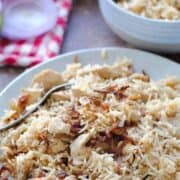chicken pulao in a plate