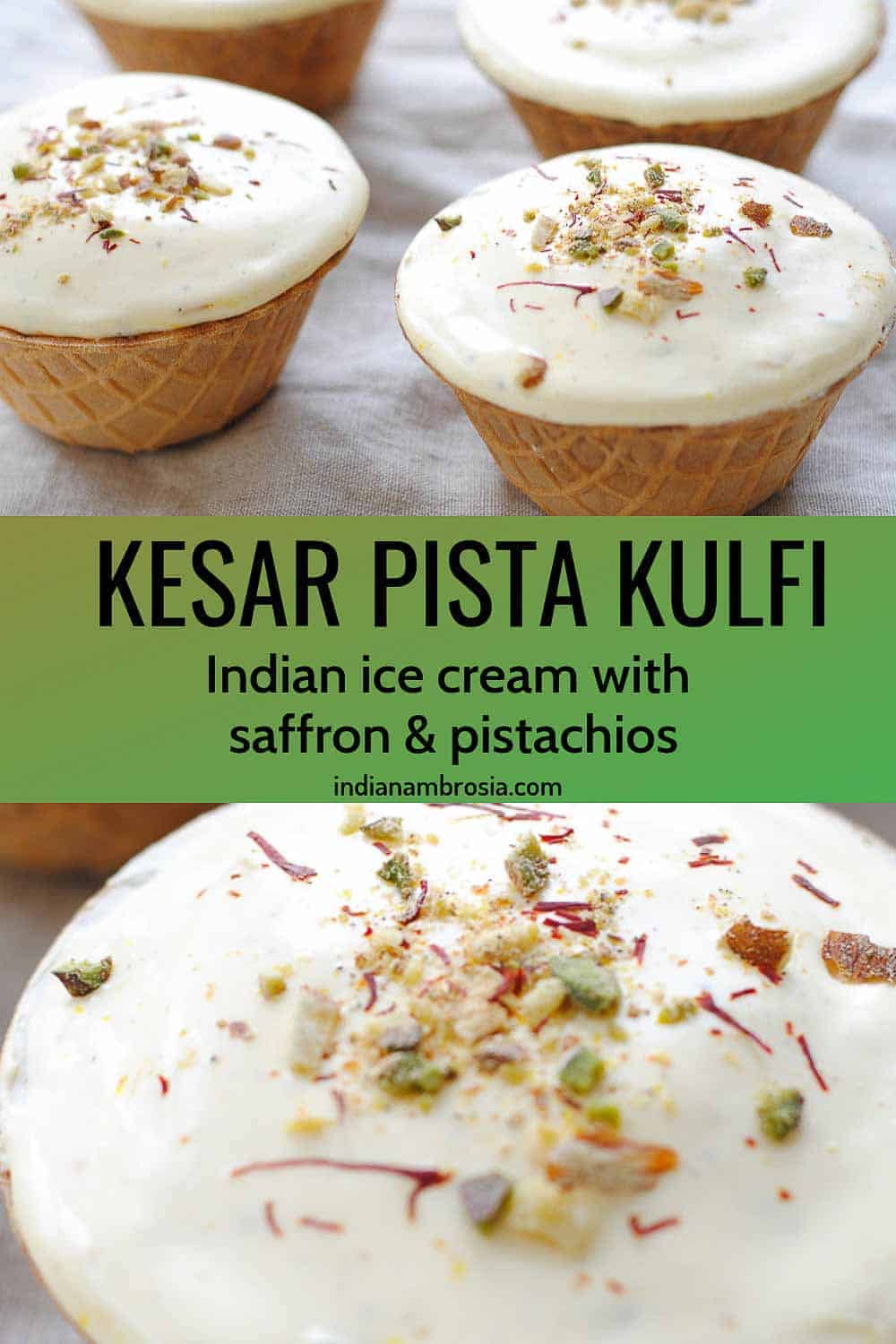 Easy Kesar Pista Kulfi with Condensed Milk | Indian Ambrosia