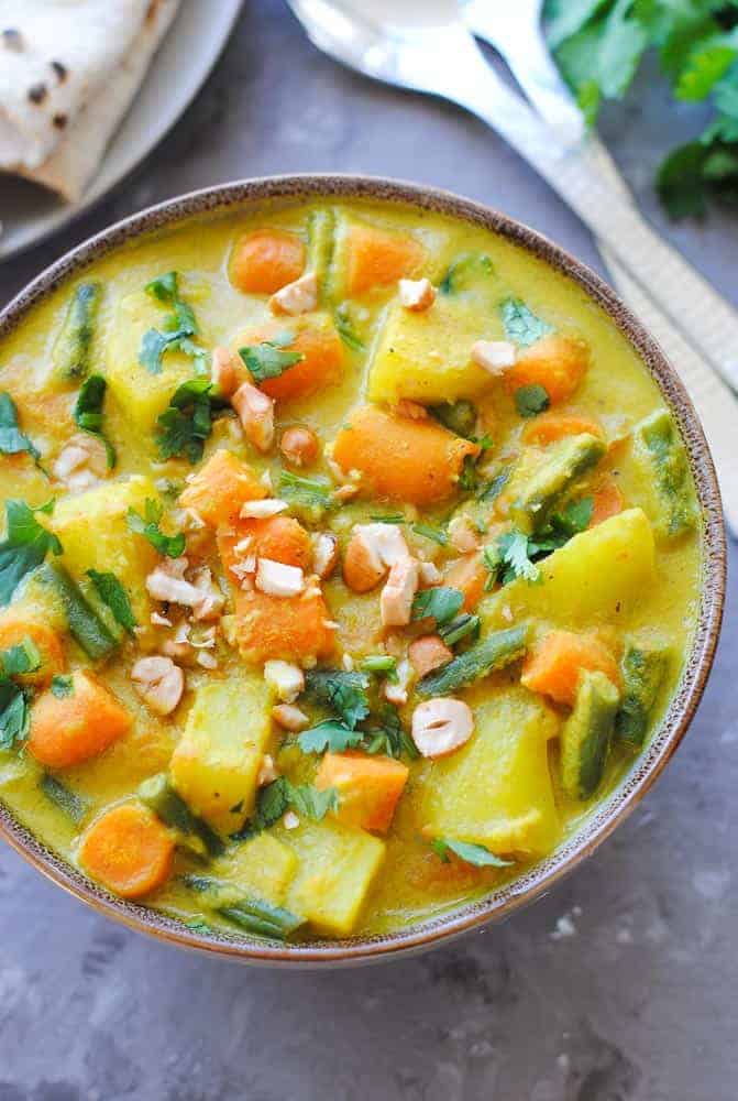 vegetable korma in a bowl