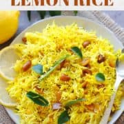 lemon rice in a plate