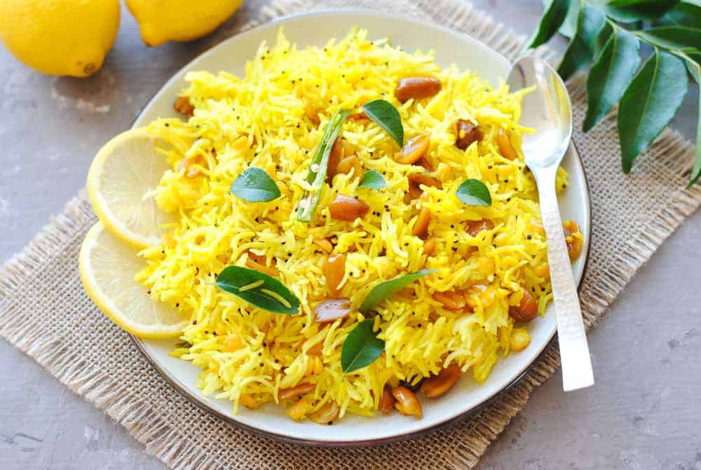 Indian lemon rice in a plate