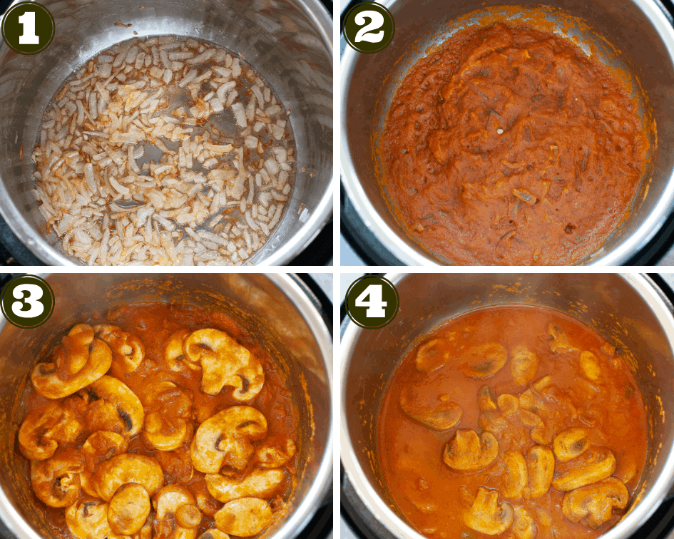 making mushroom masala in instant pot