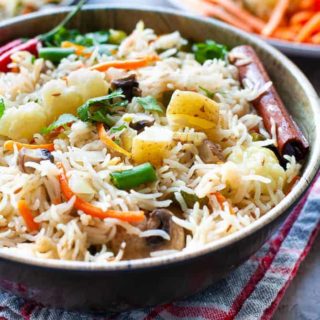 vegetable pulao in a bowl