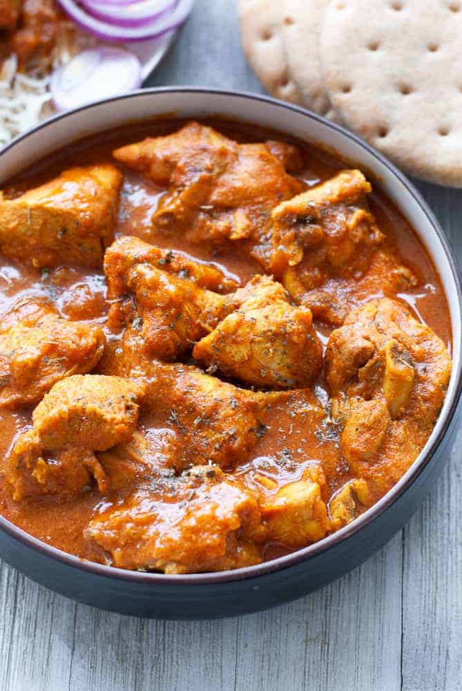 chicken madras curry in a bowl