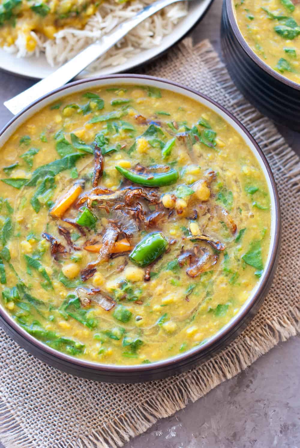 Dal Palak or Spinach Dal with Green Mangoes | Indian Ambrosia