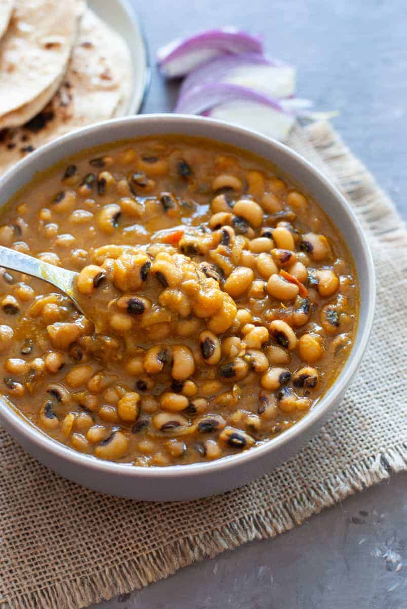 black eyed peas curry in a bowl 