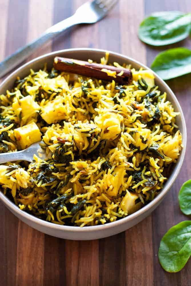 Instant Pot Palak Pulao with Paneer | Indian Ambrosia