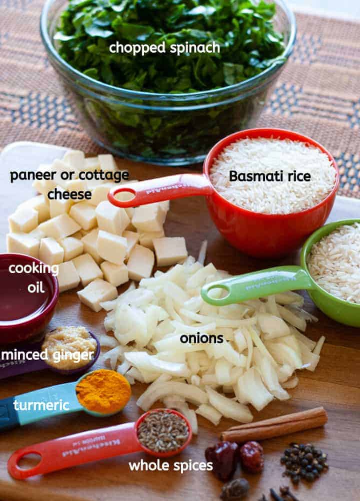 palak rice labelled ingredients 
