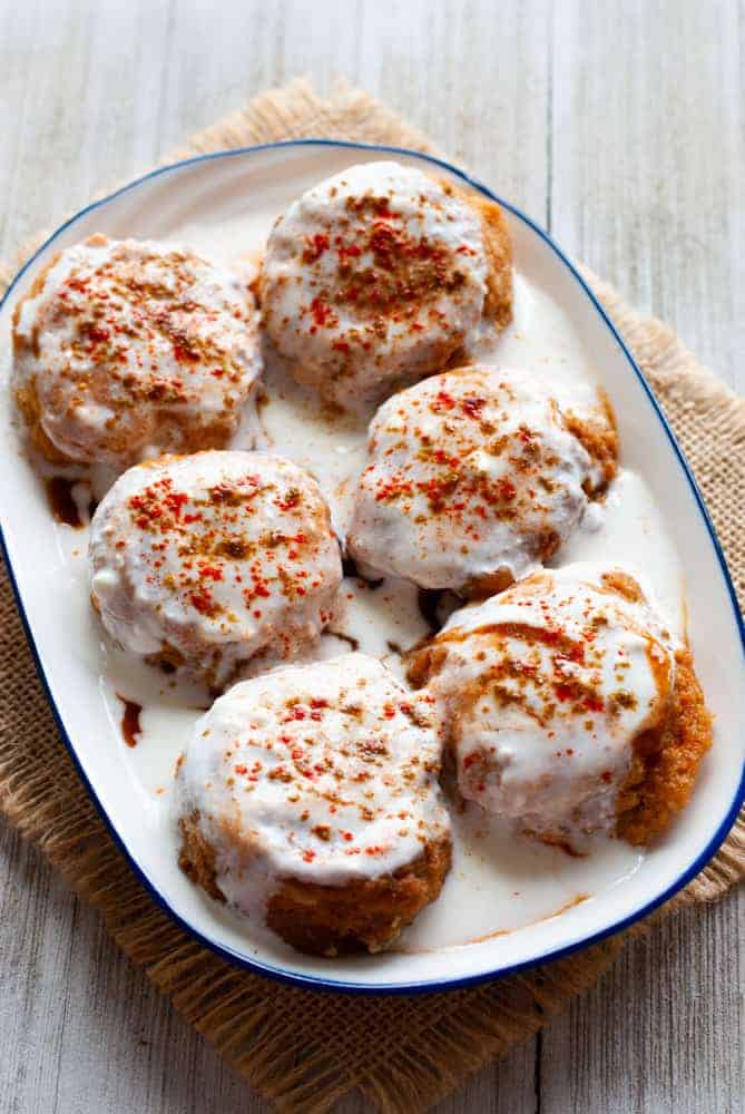 Dahi Bhalla in a long plate