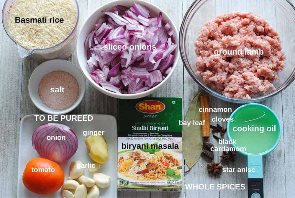 ingredients for keema biryani
