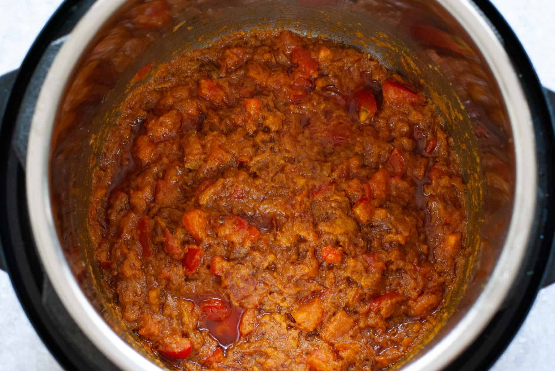 Onion, ginger, garlic and tomatoes masala in instant pot