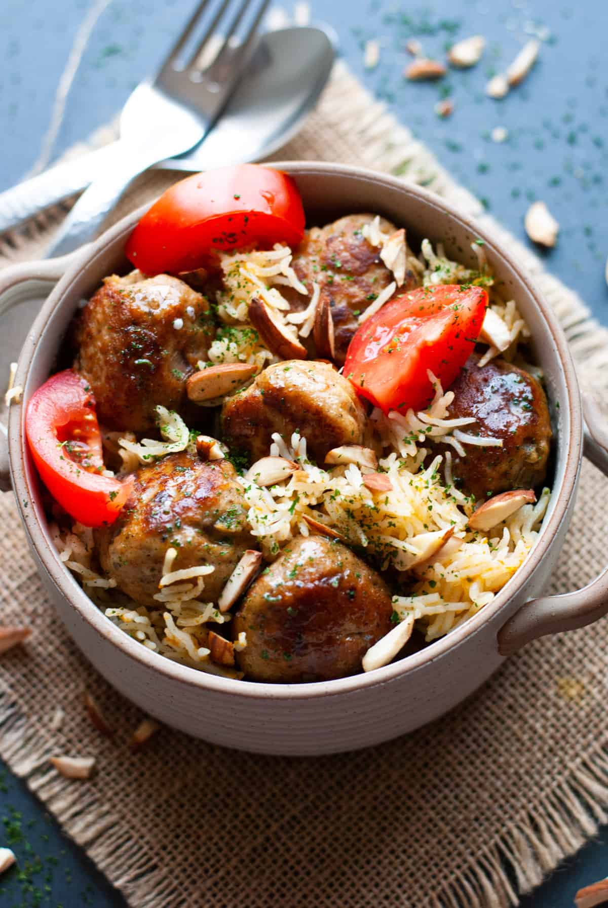 meatballs and rice in bowl