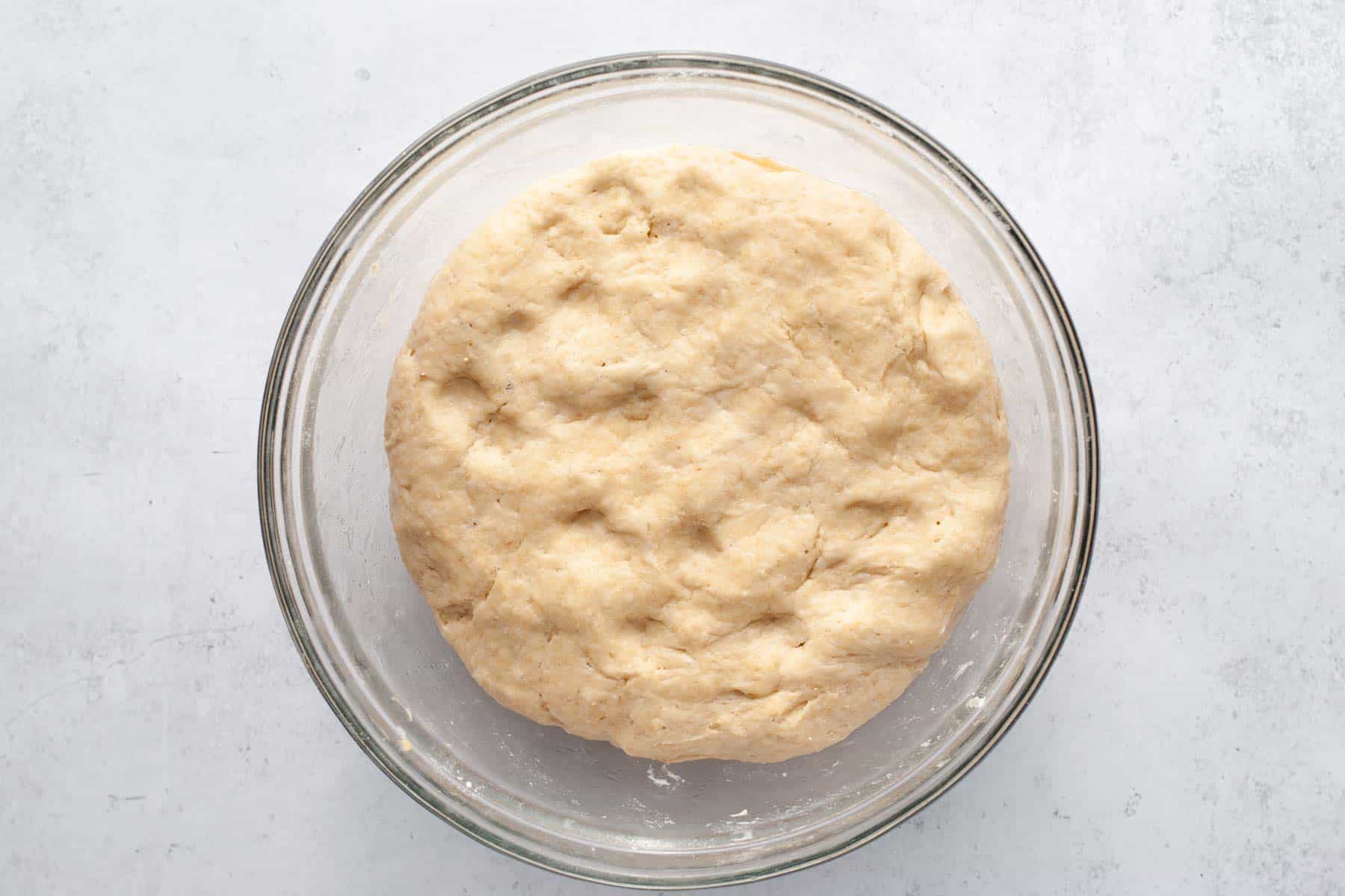 dough for keema naan in Pyrex bowl