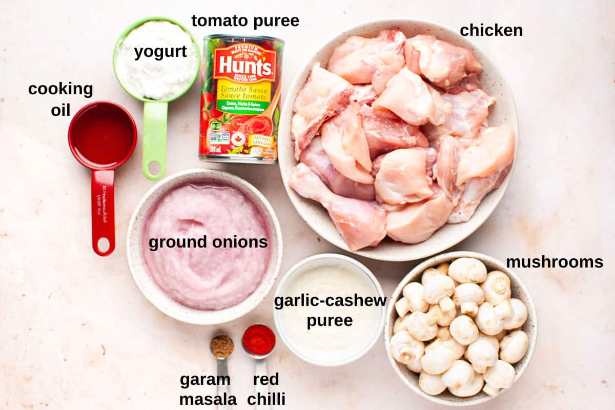 Chicken mushroom curry ingredients