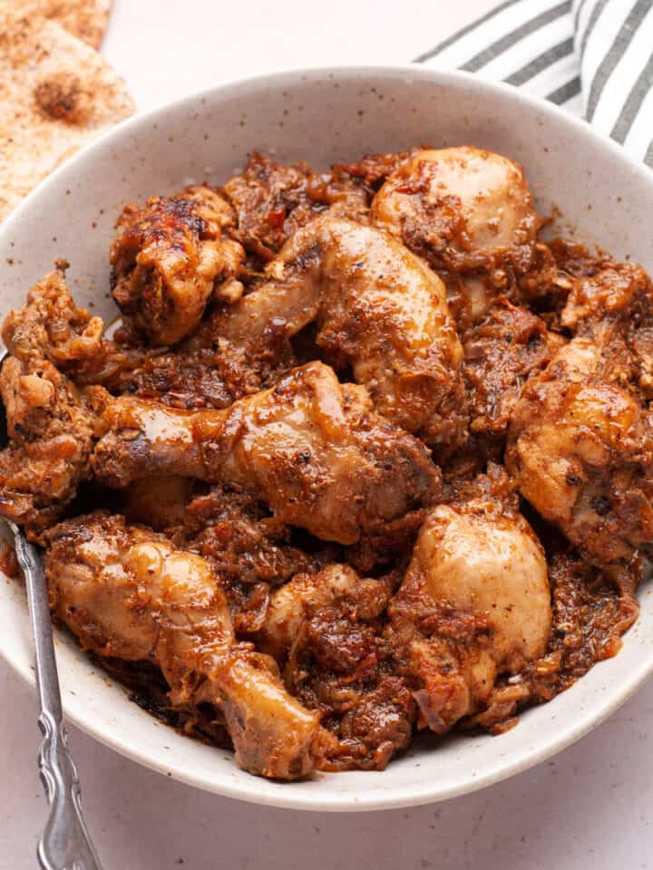 Chicken bhuna masala in a bowl.