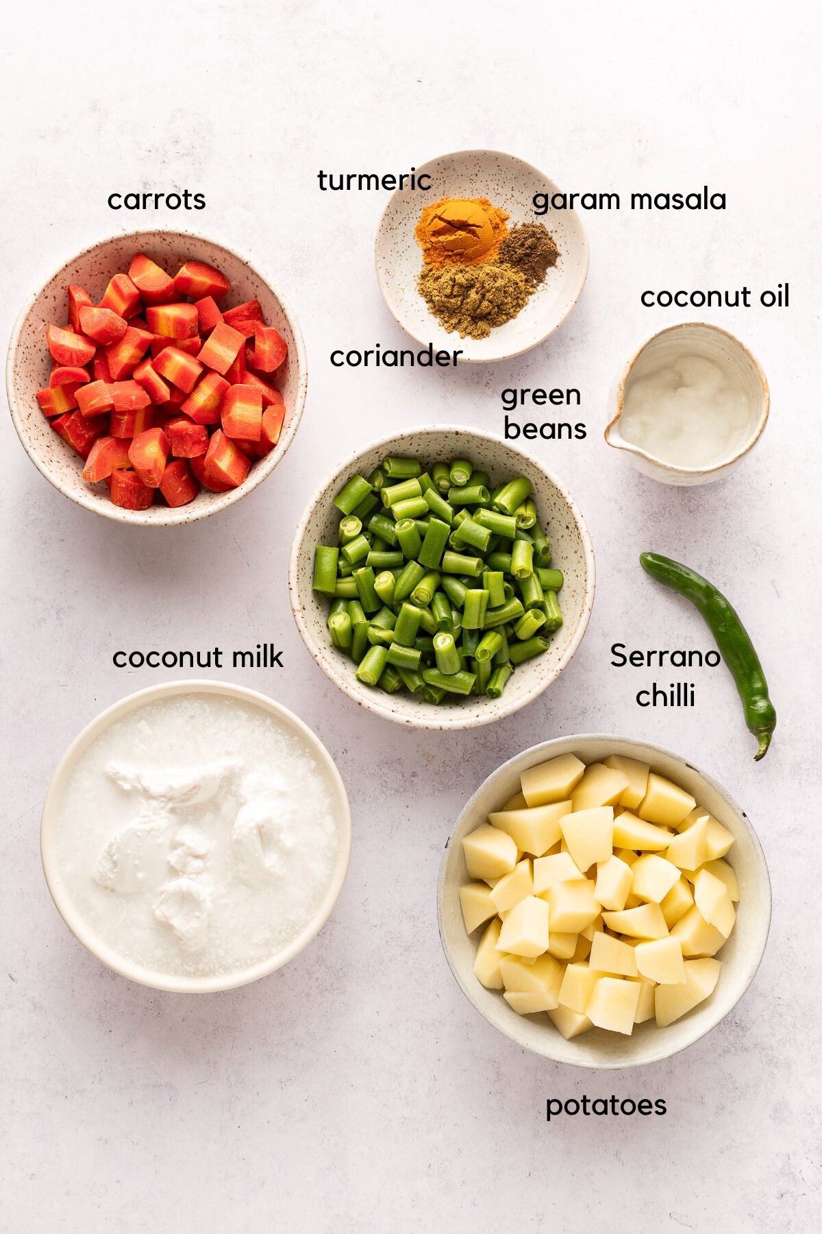Vegetable korma labelled ingredients.